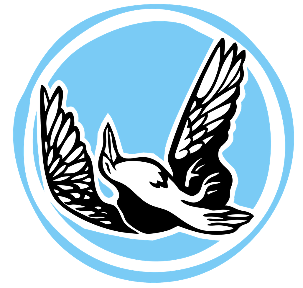 Wood-cut style image of a dead seagull